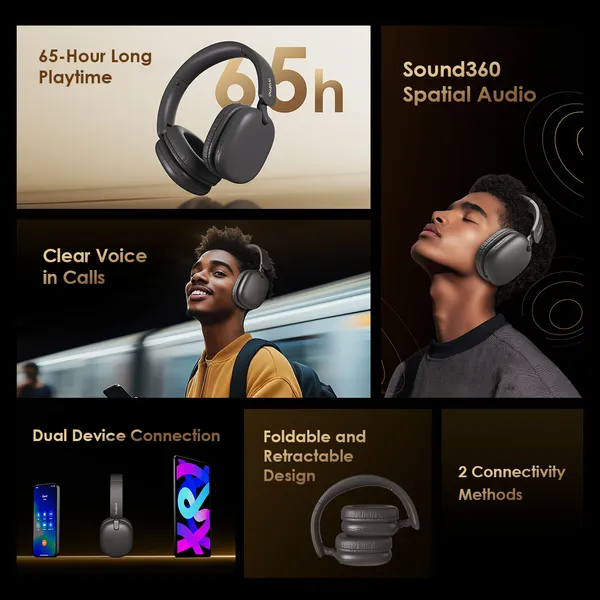 Oraimo BoomPop Lite ENC Headphones – Wireless Bluetooth 5.4 | 70H Playtime | Deep Bass | Original Oraimo Headphones Pakistan - Image 2