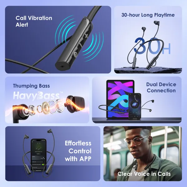 oraimo Necklace Lite OEB-311 Wireless Neckband Headphones – 30-Hour Playtime, Call Vibration & Deep Bass - Image 4