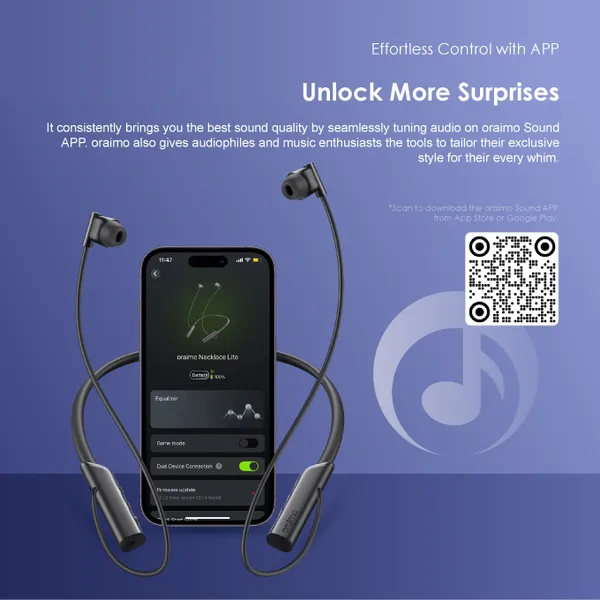 oraimo Necklace Lite OEB-311 Wireless Neckband Headphones – 30-Hour Playtime, Call Vibration & Deep Bass - Image 8